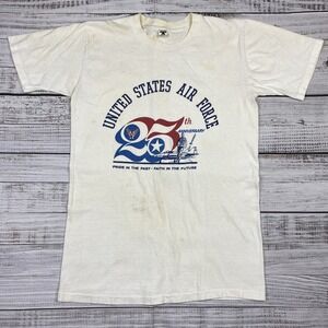 VTG Single Stitch Air Force 25th Anniversary T Shirt White Necker Size Medium